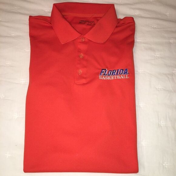 Nike Florida Gators NCAA Team issue Orange basketball poly Golf Polo Shirt XL - Picture 1 of 4